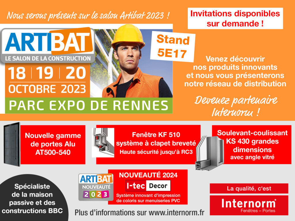 Internorm à Artibat Rennes du 18 au 20 octobre 2023